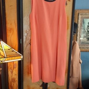 Vintage Coral with black trim at the neck Shift Dress